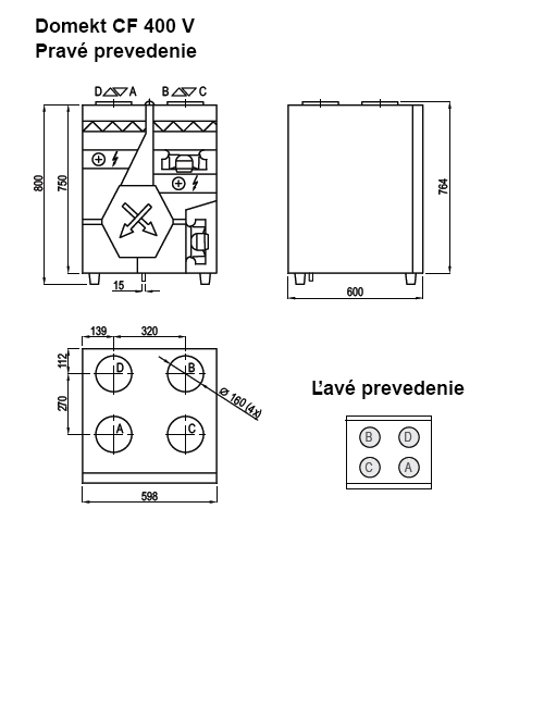 Rekuperan jednotka Domekt - CF-400-V - prevedenie