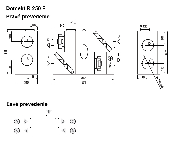 Rekuperan jednotka Domekt R 250 - F prevedenie